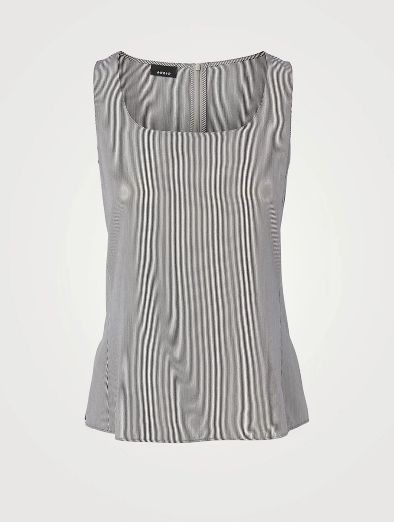 Silk Crêpe Top Striped Print