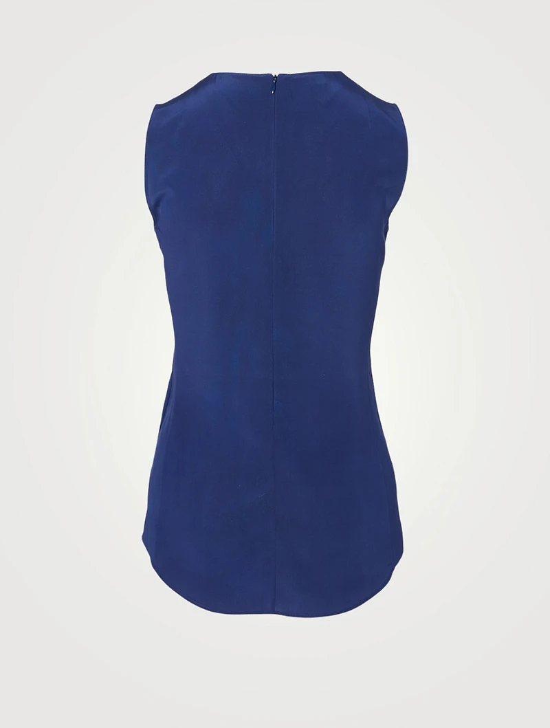 Silk Crêpe Sleeveless Printed Blouse