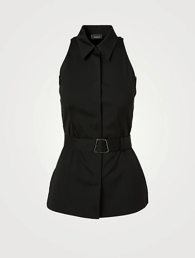 Sleeveless Shirt With Belt