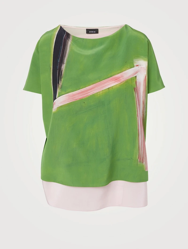 Silk Printed Oversized Blouse