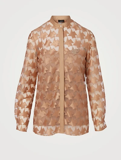 Embroidered Semi-Sheer Blouse