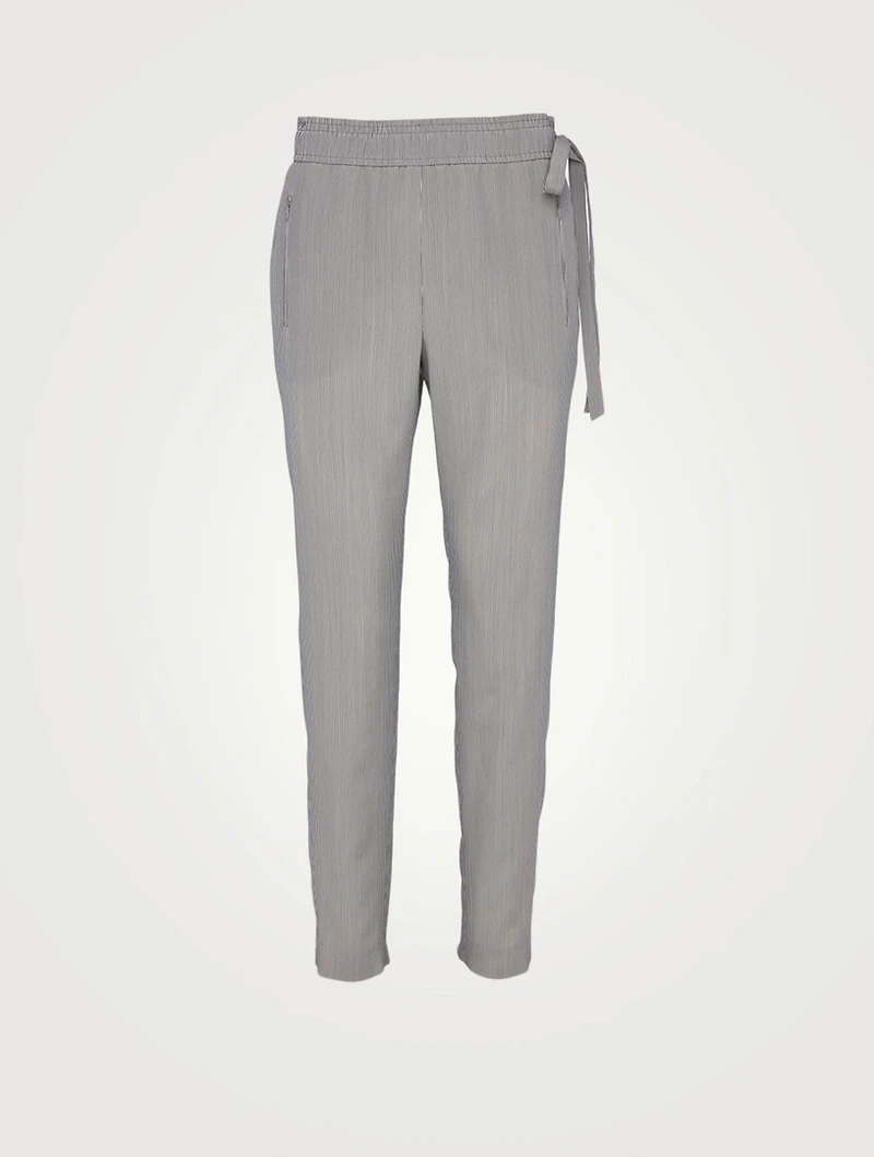 Silk Crêpe Jogger Pants Striped Print