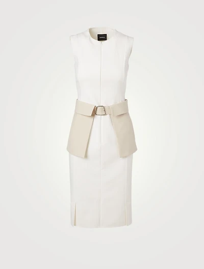 Cotton And Silk Peplum Midi Dress