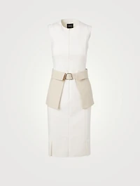 Cotton And Silk Peplum Midi Dress
