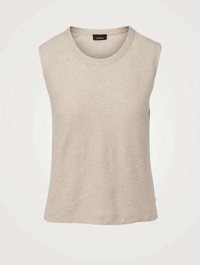Linen-Blend Lurex Sleeveless Top