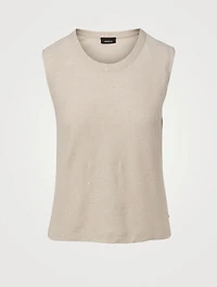 Linen-Blend Lurex Sleeveless Top
