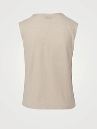 Linen-Blend Lurex Sleeveless Top