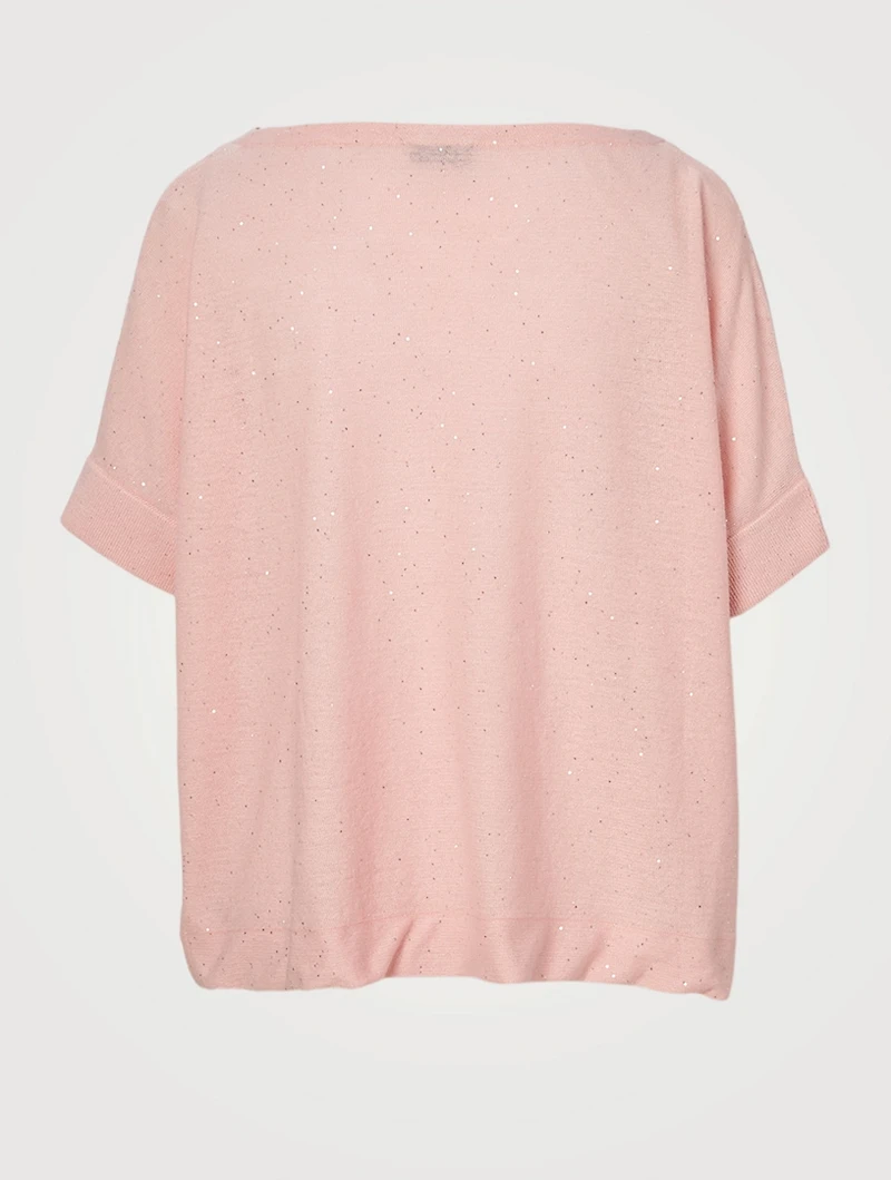 Oversized Linen Cotton Sequin Sweater