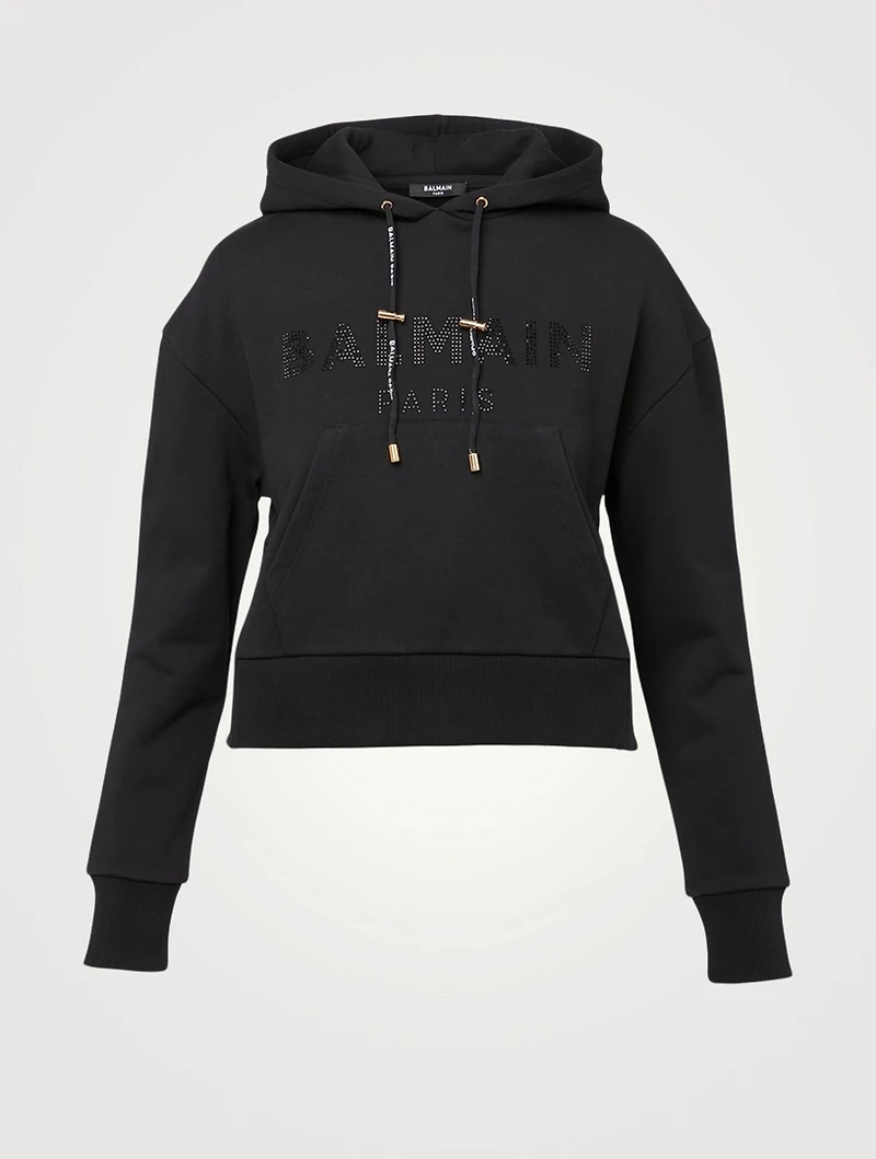Cropped Strass Logo Hoodie