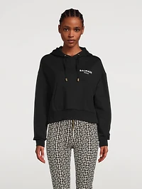 Cotton Cropped Hoodie With Logo