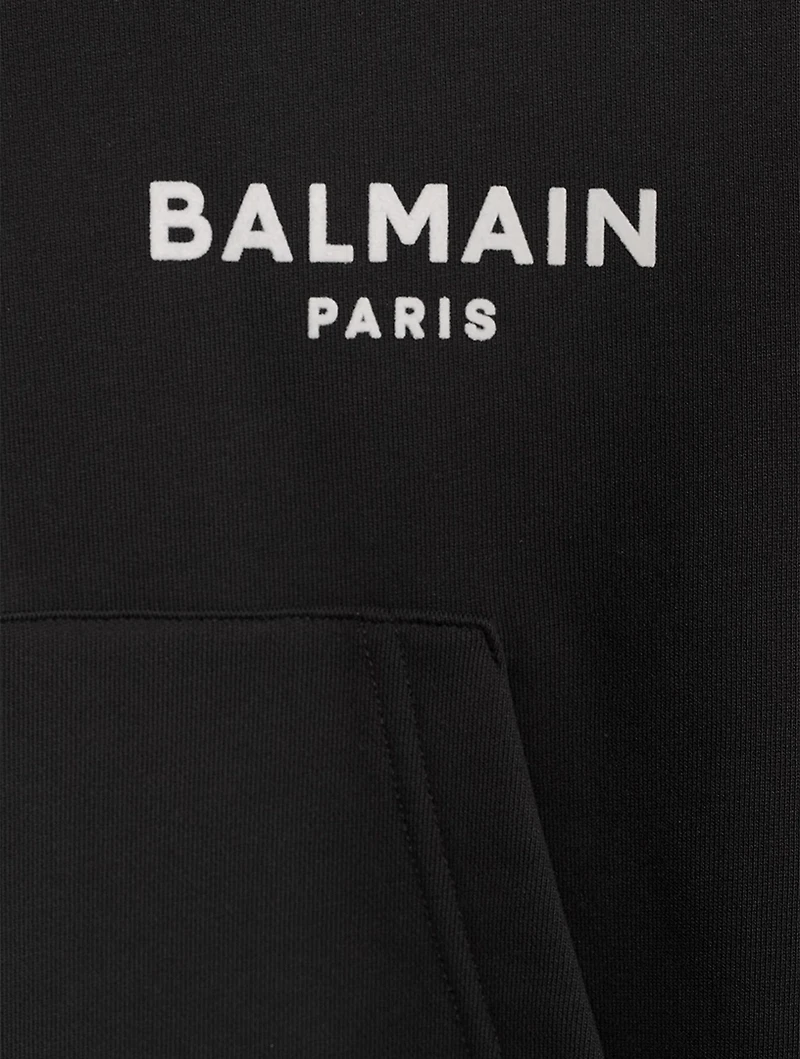 Cotton Cropped Hoodie With Logo