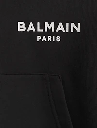 Cotton Cropped Hoodie With Logo