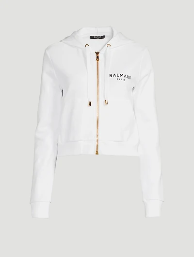 Cropped Zip Hoodie With Logo