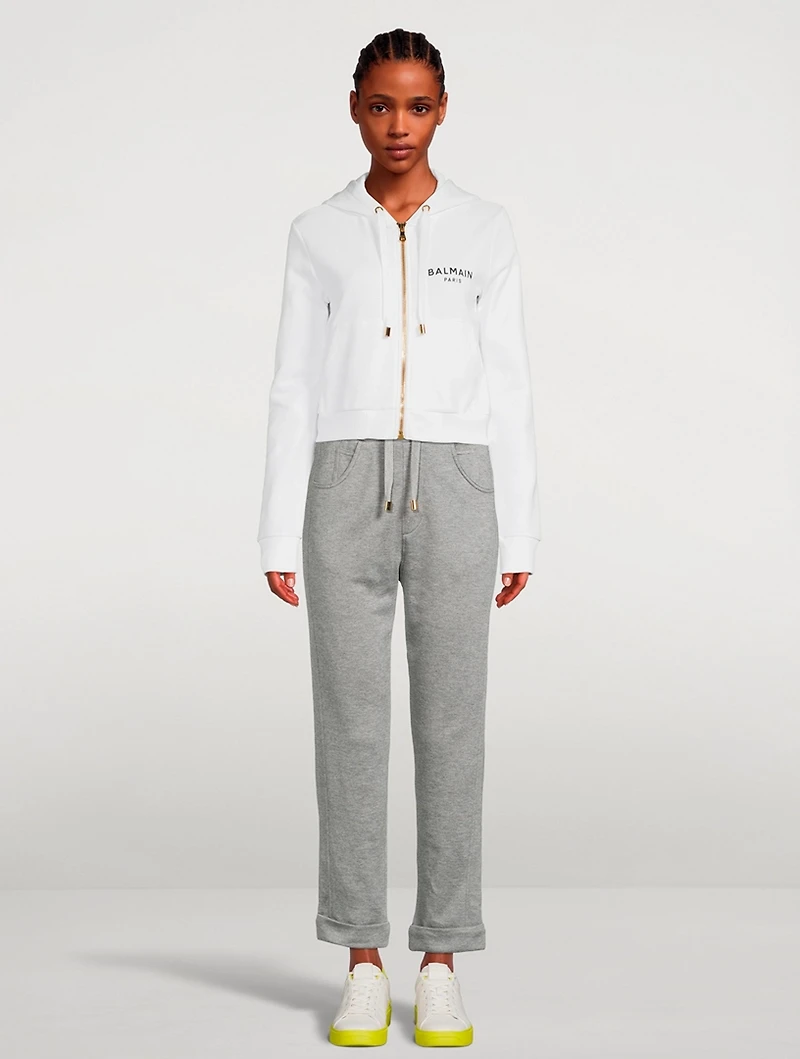 Cropped Zip Hoodie With Logo