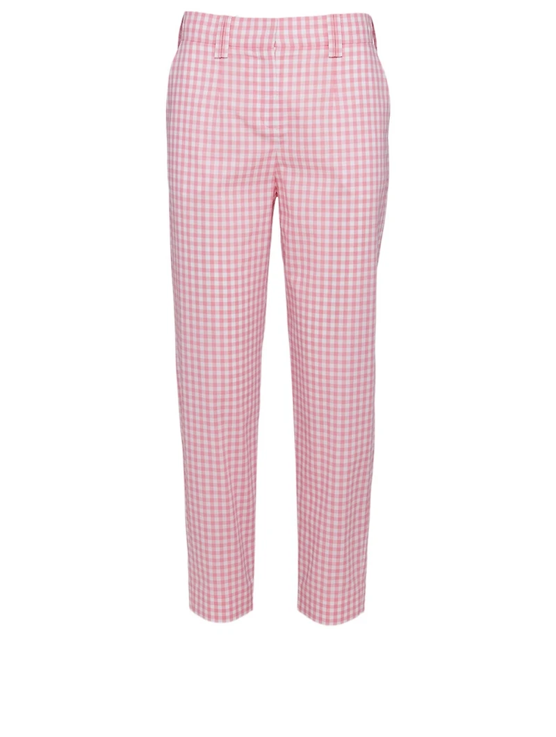 Cotton Tapered Pants Gingham Print