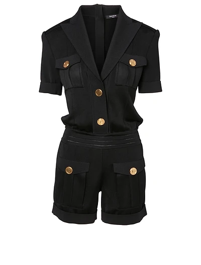 Peak-Lapel Short Jumpsuit