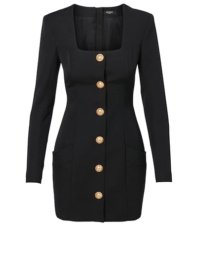 Wool Long-Sleeve Mini Dress