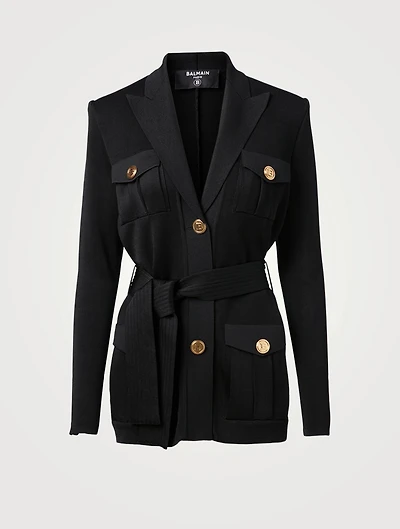 Belted Jacket With Buttons