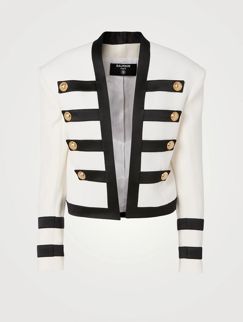 Crepe Collarless Military Jacket