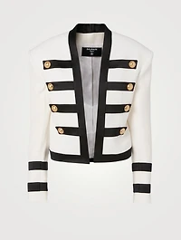 Crepe Collarless Military Jacket