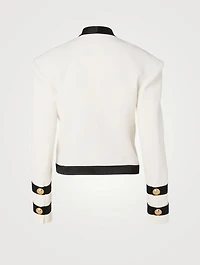 Crepe Collarless Military Jacket