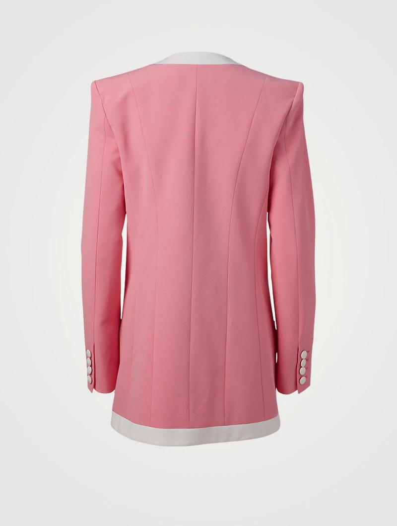 Crepe Collarless Long Blazer