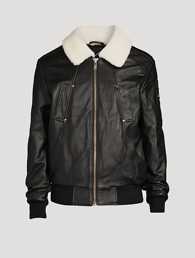 Deer Park Leather Bomber Jacket