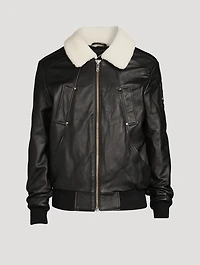 Deer Park Leather Bomber Jacket