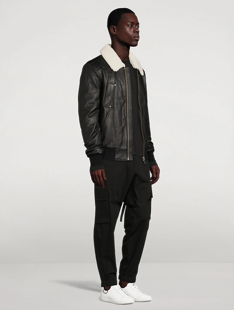 Deer Park Leather Bomber Jacket