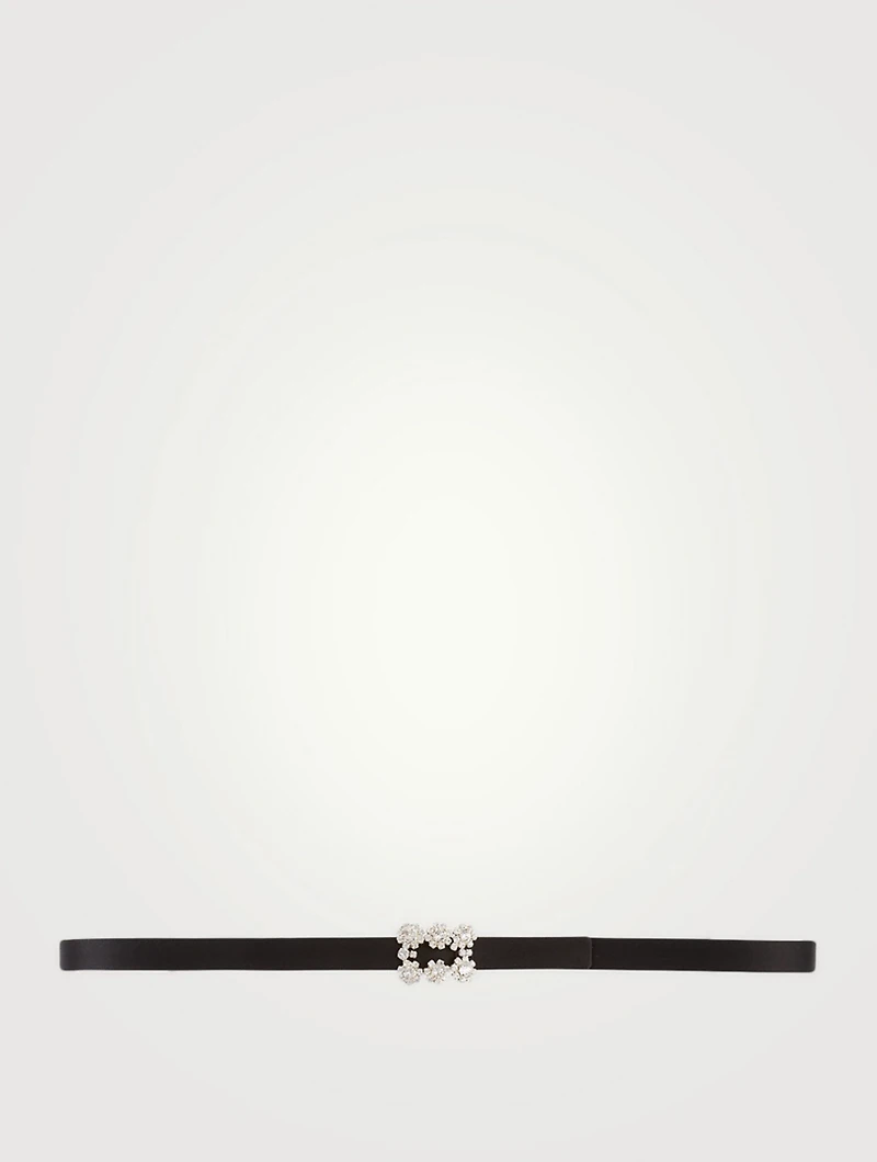 Strass Flower Buckle Silk Satin Belt