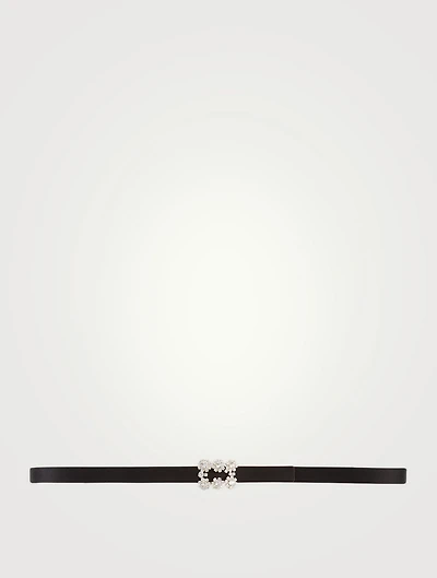 Strass Flower Buckle Silk Satin Belt