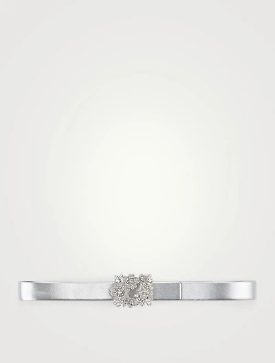 RV Bouquet Strass Buckle Metallic Leather Belt