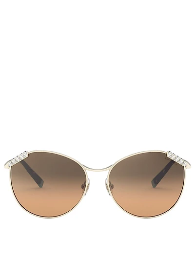 Wheat Leaf Round Sunglasses With Crystal