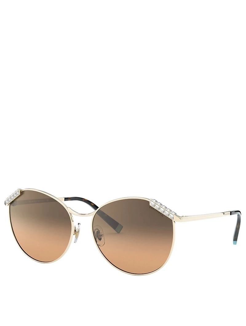 Wheat Leaf Round Sunglasses With Crystal