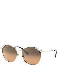 Wheat Leaf Round Sunglasses With Crystal