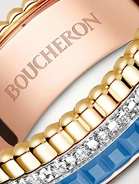 Small Blue Edition Quatre Gold Ring With Ceramic And Diamonds