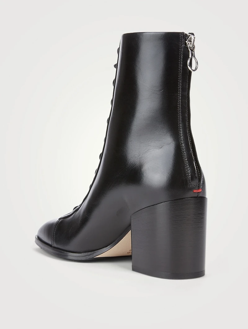 Lotta Leather Heeled Lace-Up Ankle Boots