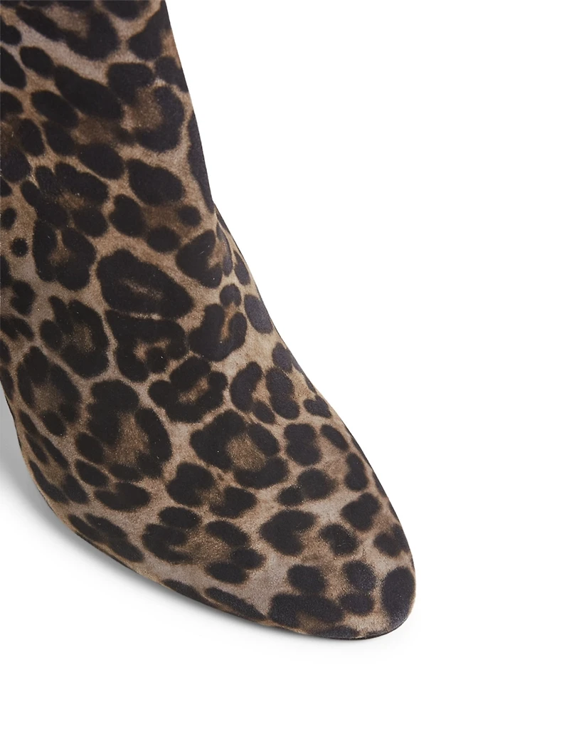 Lou 100 Suede Heeled Ankle Boots In Leopard Print
