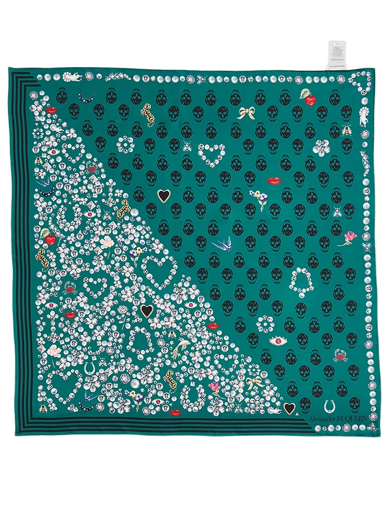 Silk Jewelled Button Biker Scarf