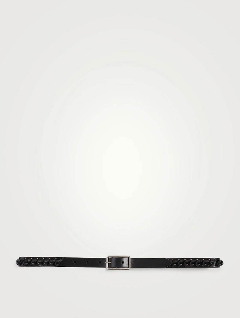 Thin Geometric Braided Leather Belt