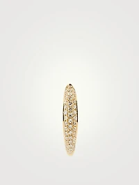 Mini 14K Gold Dome Huggie Hoop Earring With Diamonds