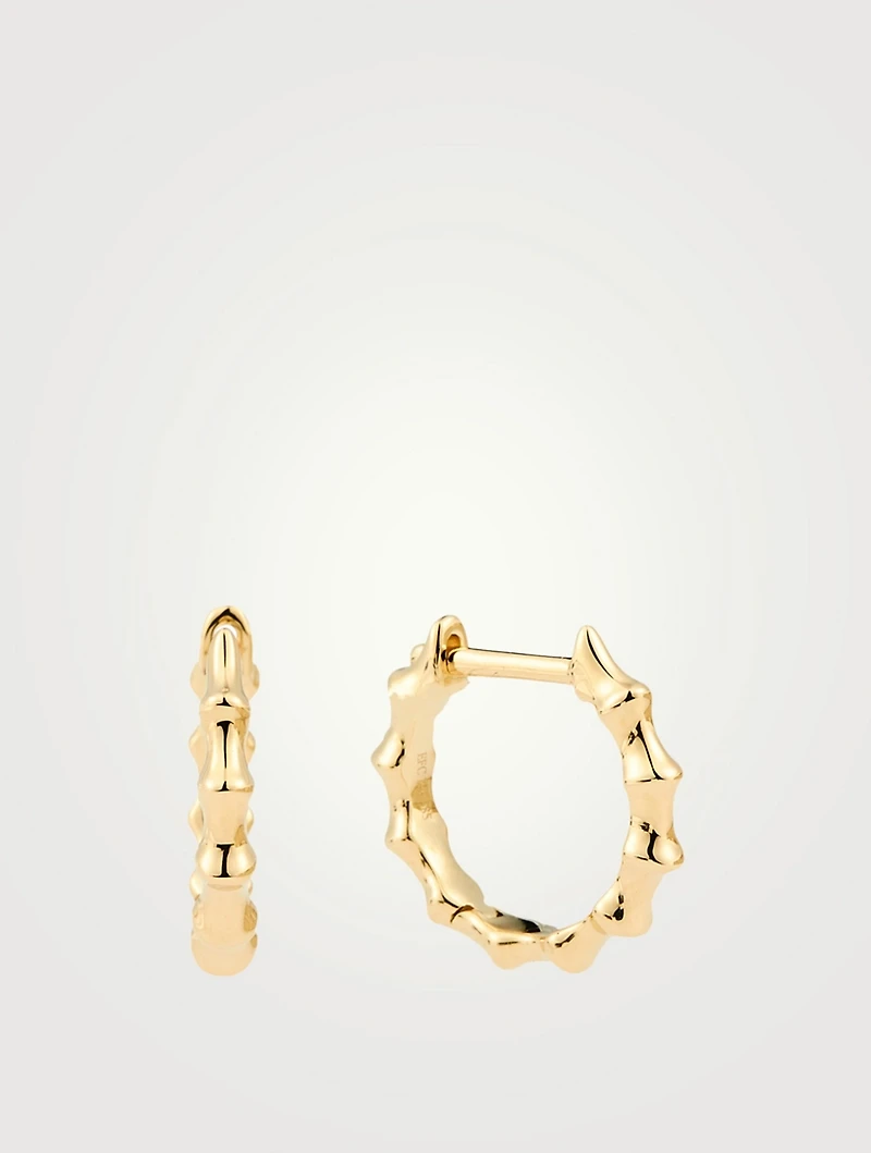 14K Gold Impala Horn Huggie Hoop Earrings