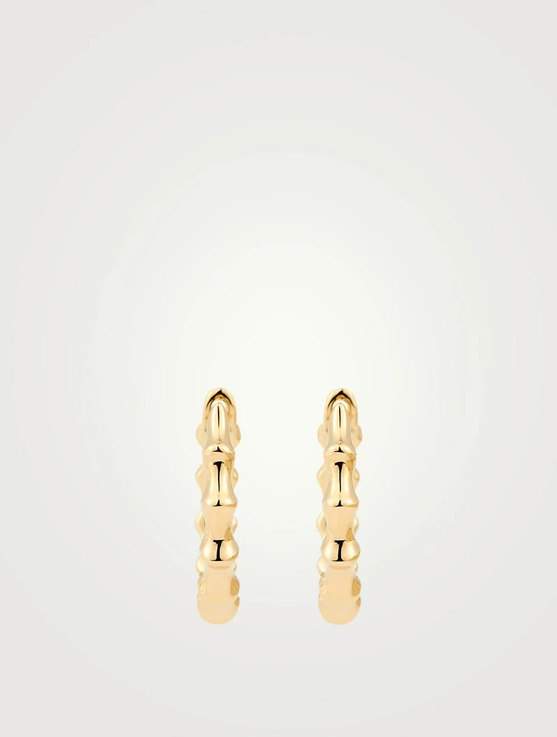 14K Gold Impala Horn Huggie Hoop Earrings