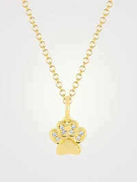 14K Gold Paw Necklace With Diamonds