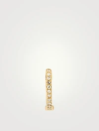 Mini 14K Gold Reversible Huggie Hoop Earring With Diamonds And Ruby