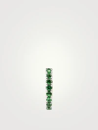 Mini 14K White Gold Reversible Huggie Hoop Earring With Diamonds And Tsavorite