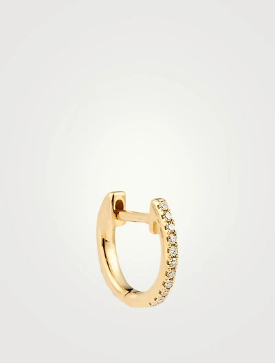 Mini 14K Gold Reversible Huggie Hoop Earring With White And Black Diamonds