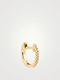 Mini 14K Gold Reversible Huggie Hoop Earring With White And Black Diamonds
