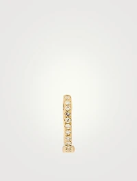Mini 14K Gold Reversible Huggie Hoop Earring With White And Black Diamonds