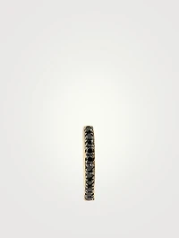Mini 14K Gold Reversible Huggie Hoop Earring With White And Black Diamonds